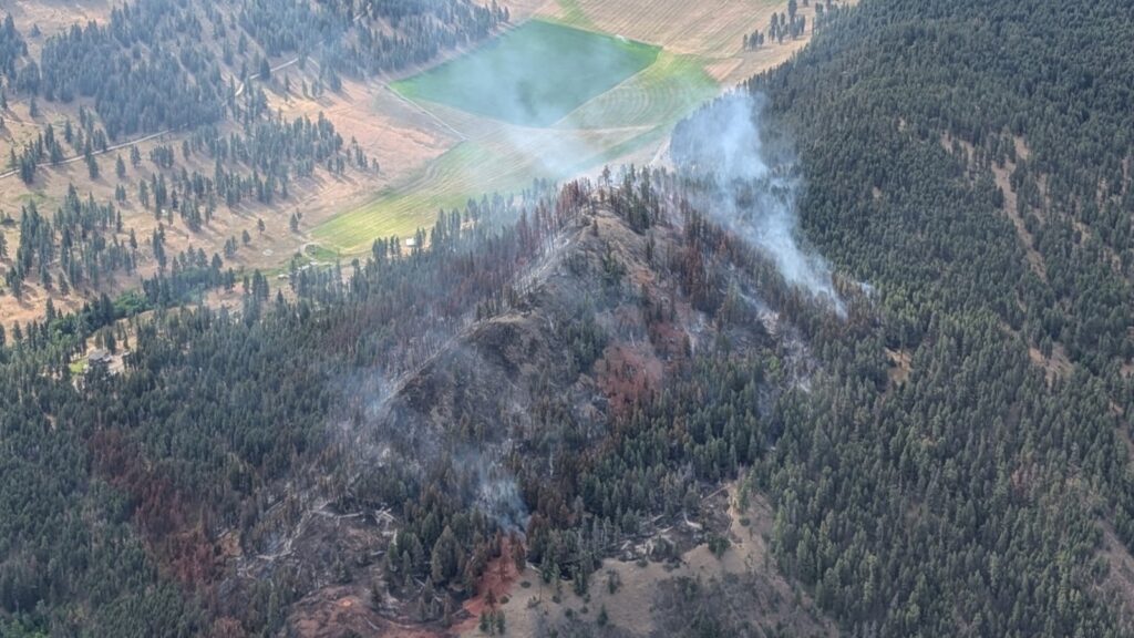 Aerial photo of August Lake wildfire near Princeton, B.C.